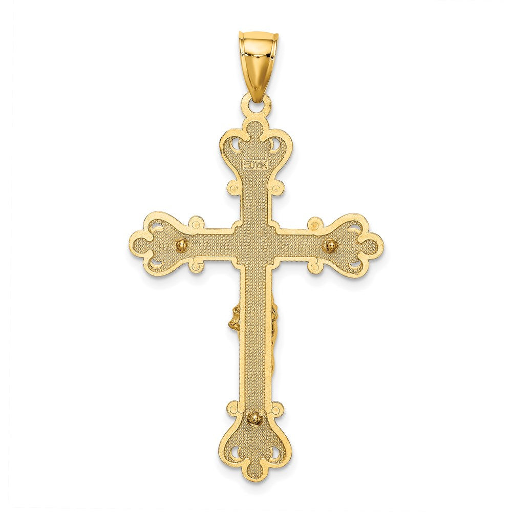 14K Engraved Crucifix Charm