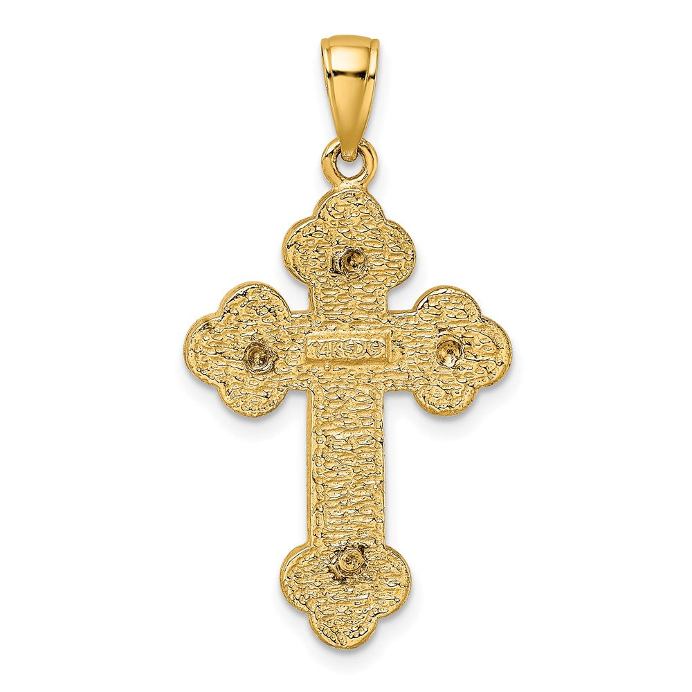 14K Textured Budded Cross Charm