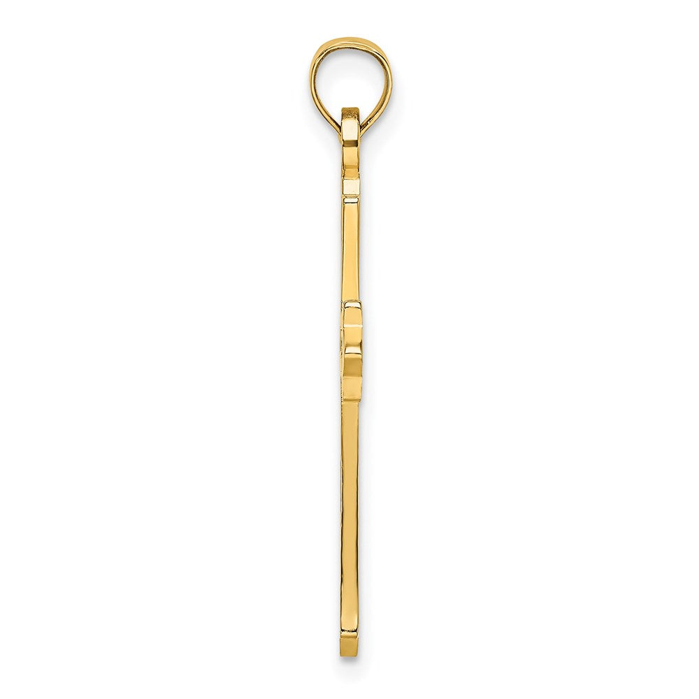 14K Polished and Cut-Out Cross Charm