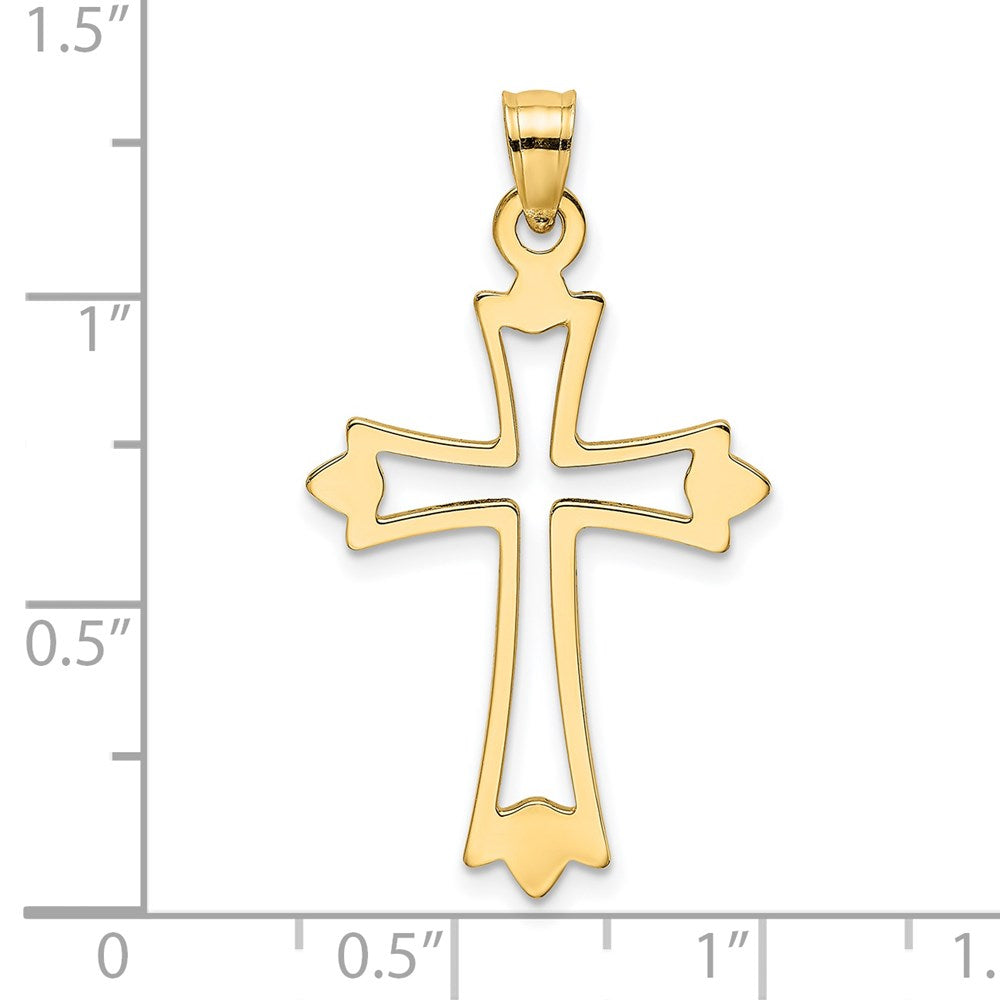 14K Polished and Cut-Out Cross Charm