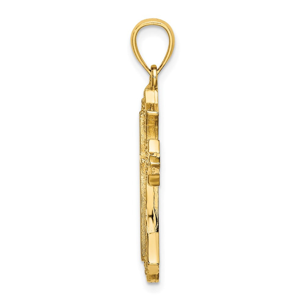 14K Beaded Cross Charm