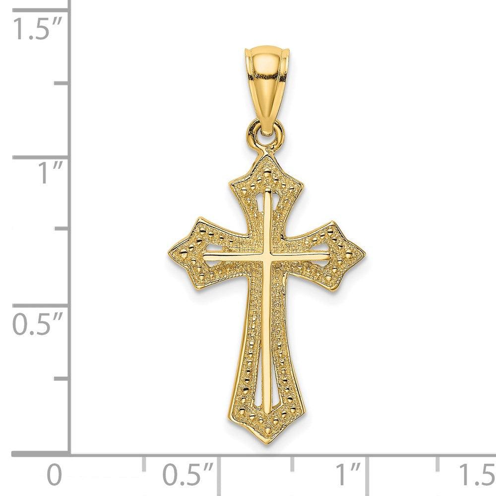 14K Beaded Cross Charm