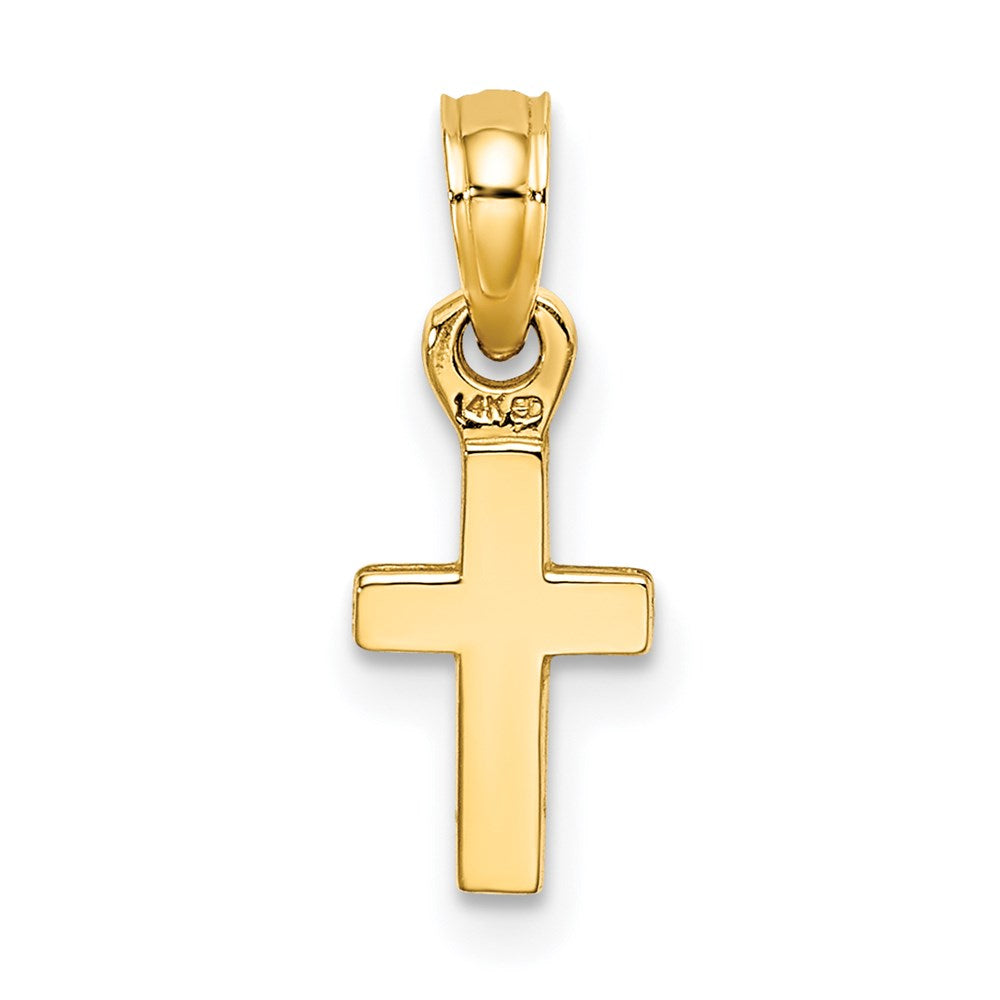 14K 3-D and Polished Mini Cross Charm