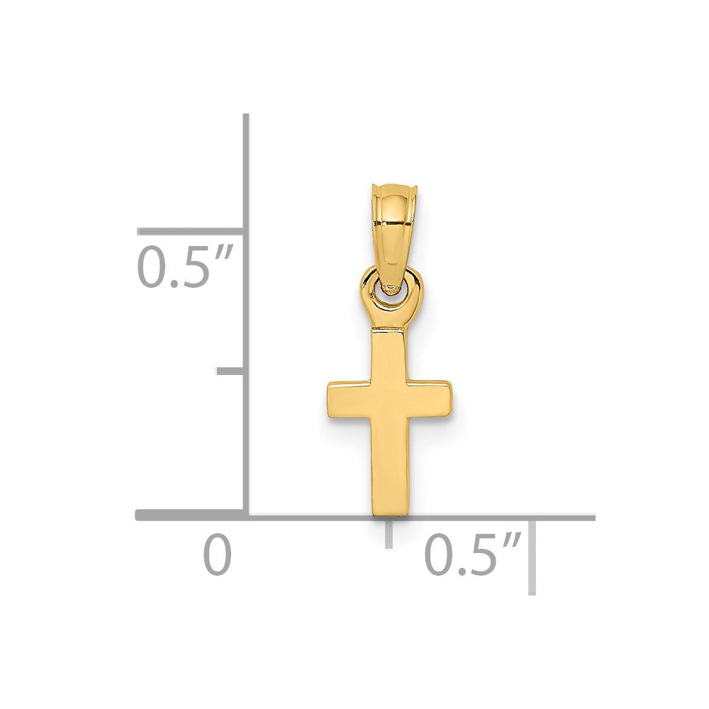 14K 3-D and Polished Mini Cross Charm