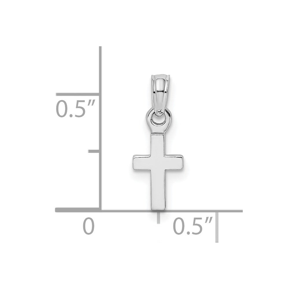 14K White Gold 3-D and Polished Mini Cross Charm