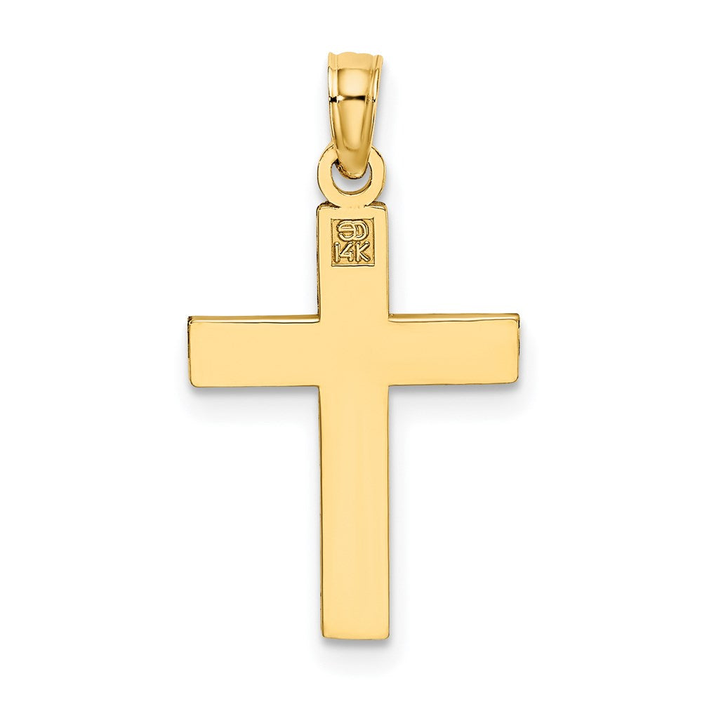 14K D/C Block Cross Charm