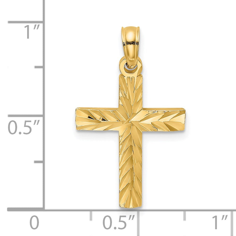 14K D/C Block Cross Charm
