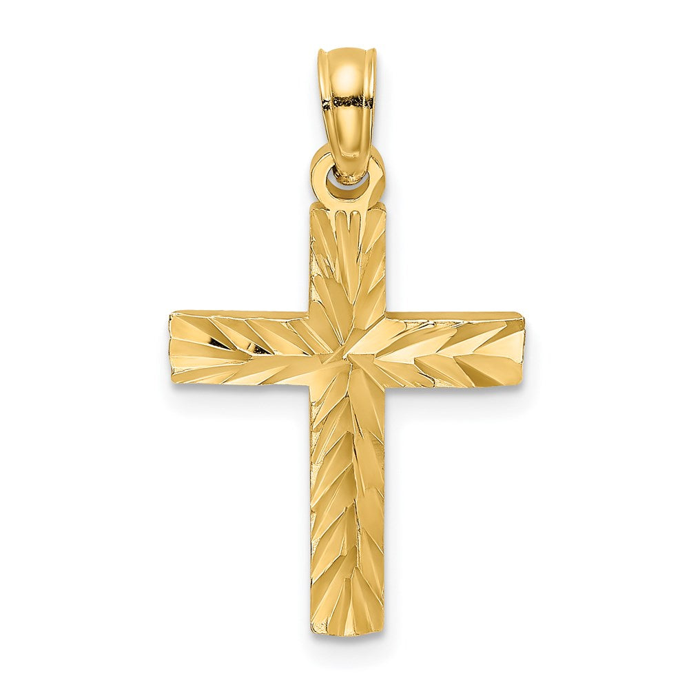 14K D/C Block Cross Charm