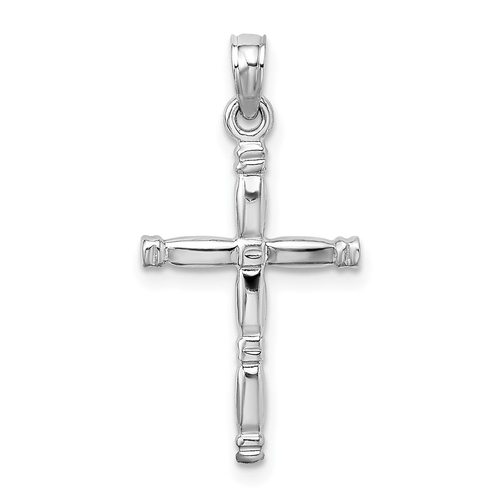 14K White Gold 3-D Polished Cross Charm