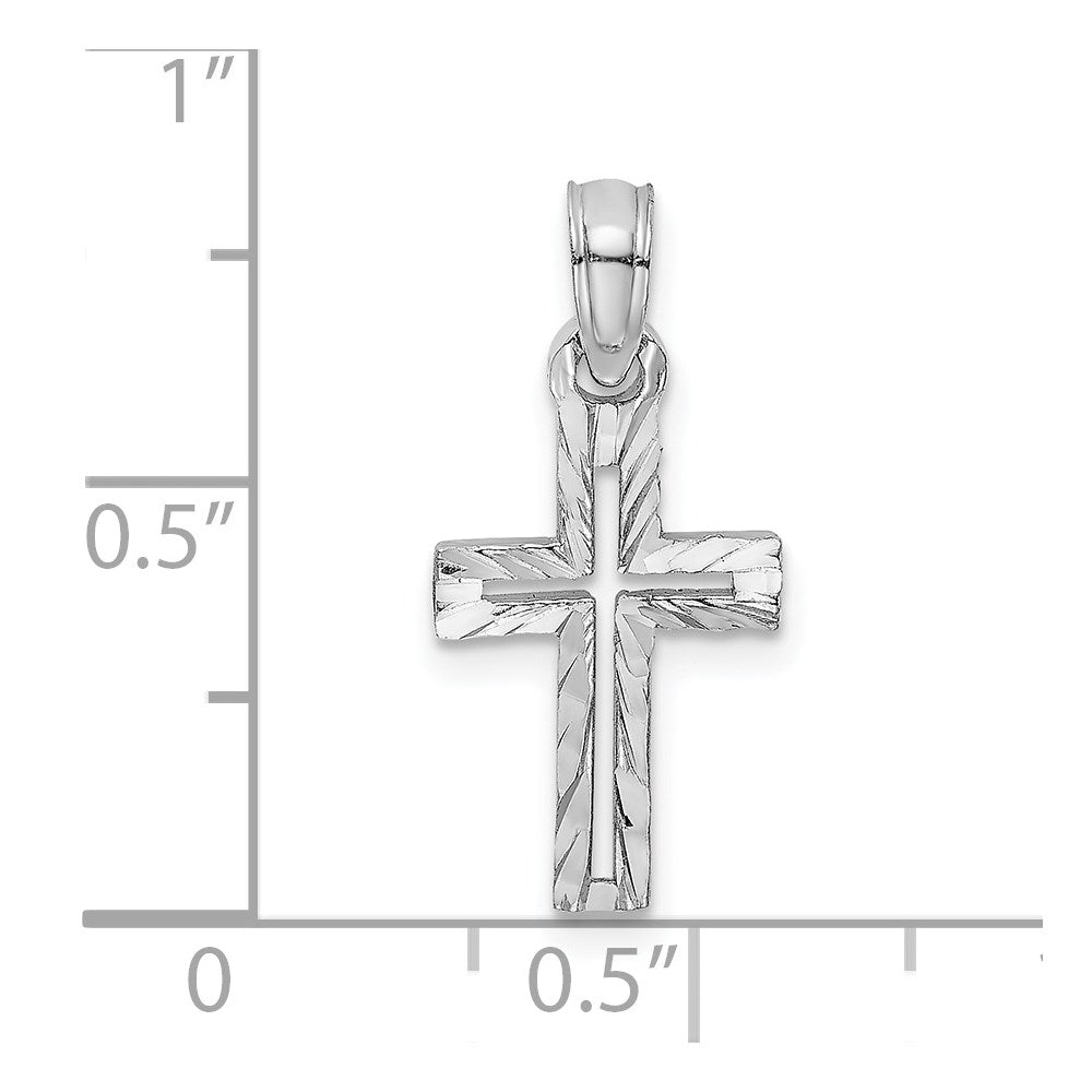 14K White Gold D/C Cross Charm
