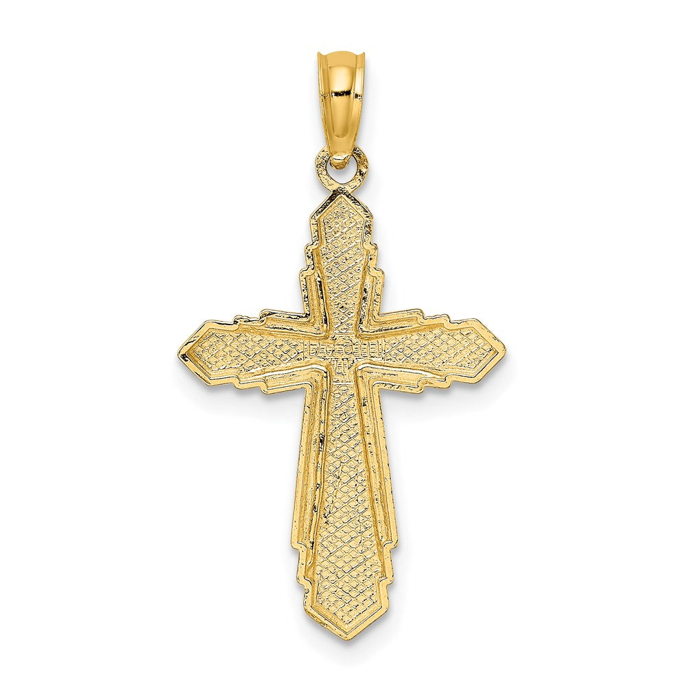 14K Solid Beaded Cross Charm