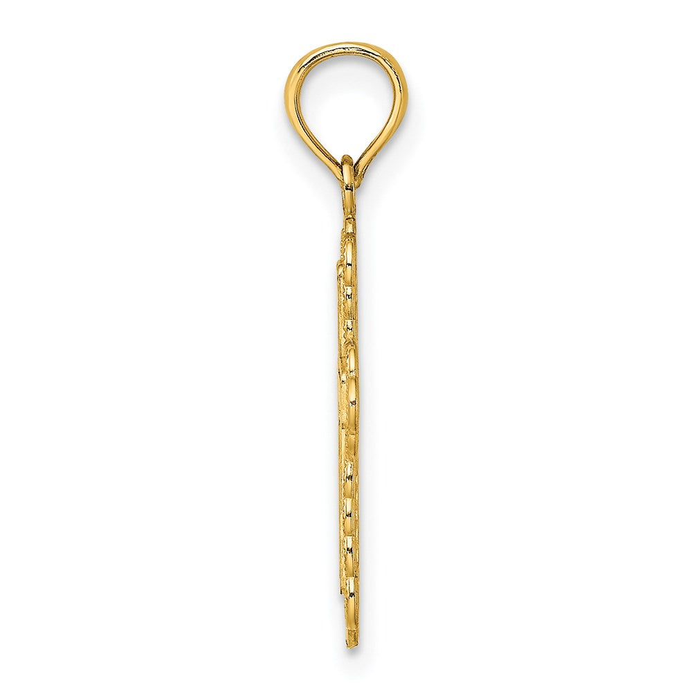 14K Cross w/Solid Center and Lace Trim Charm