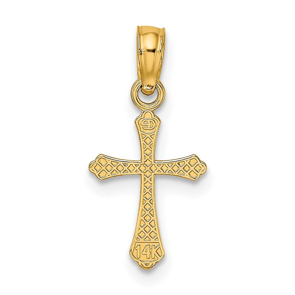 14K Textured Mini Cross Charm