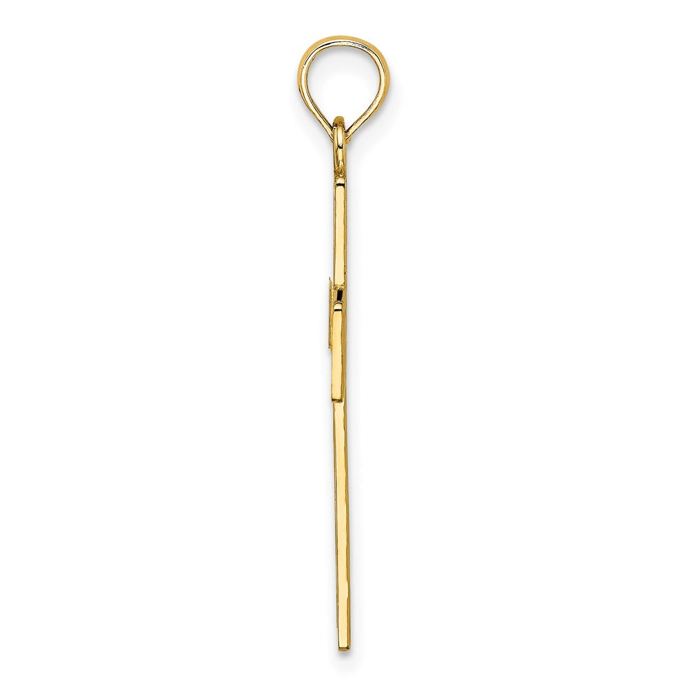 14K Polished Square Cross w/ Heart Design Charm