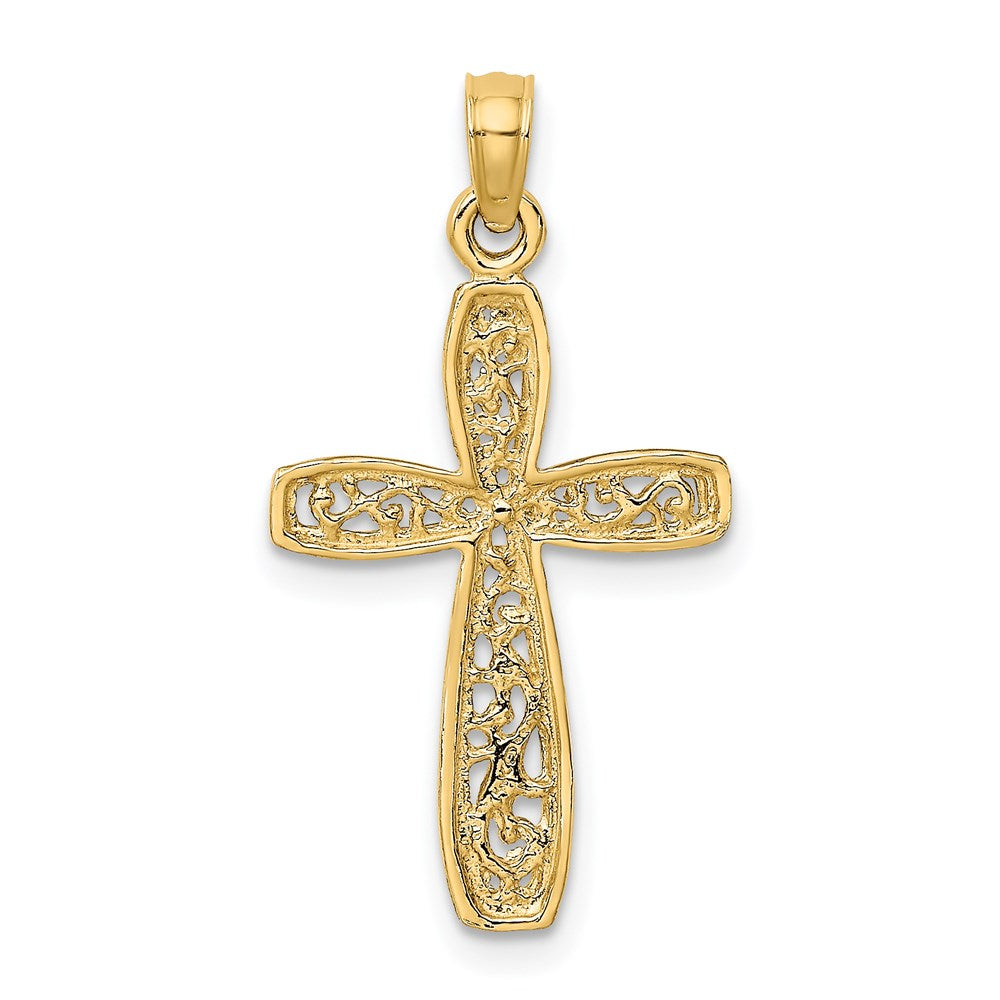 14K Cross w/ Filigree Center Charm