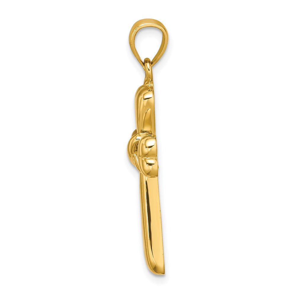 14K Polished X and Heart Cross Charm