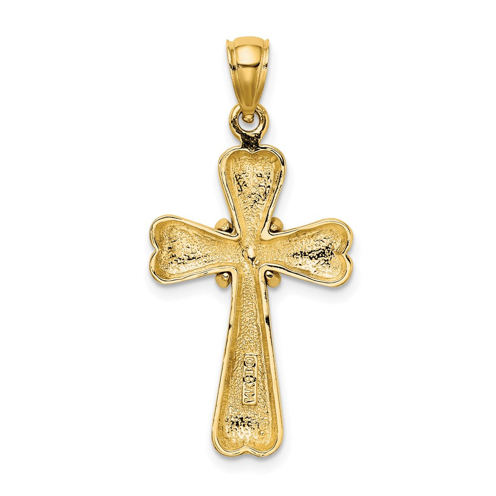 14K Polished X and Heart Cross Charm