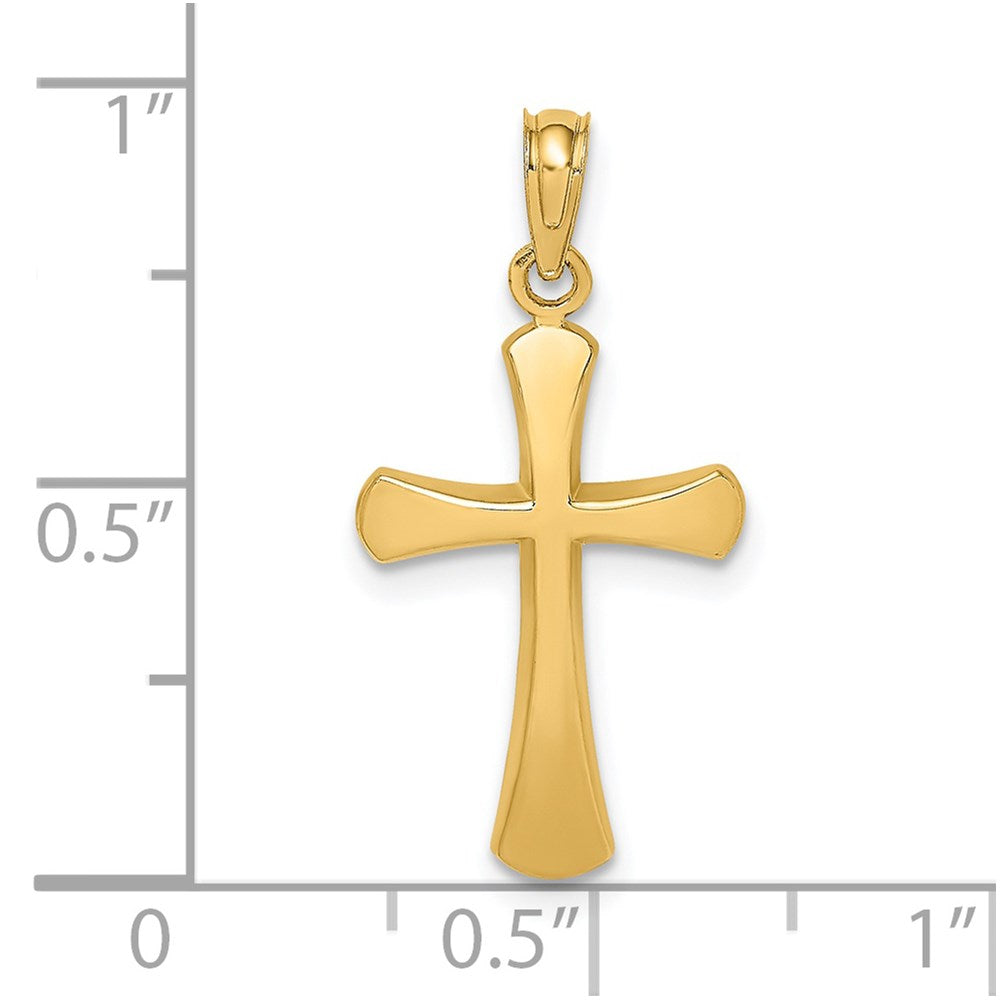 14K Polished Beveled Cross w/ Round Tips Charm