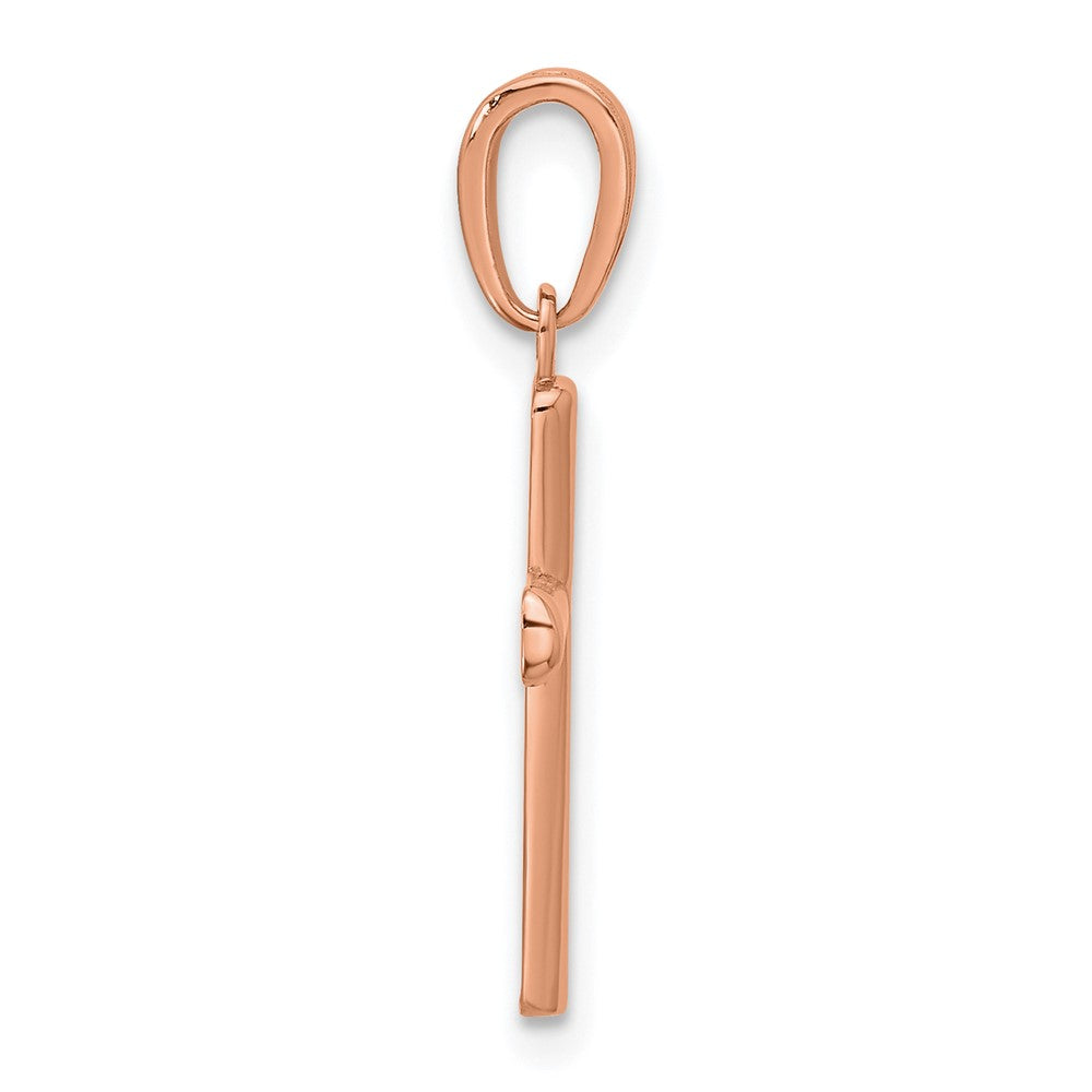 14K Rose Gold Polished Beveled Cross w/ Round Tips Charm