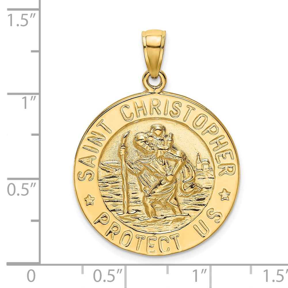 14K Polished Saint Christopher Coin Charm