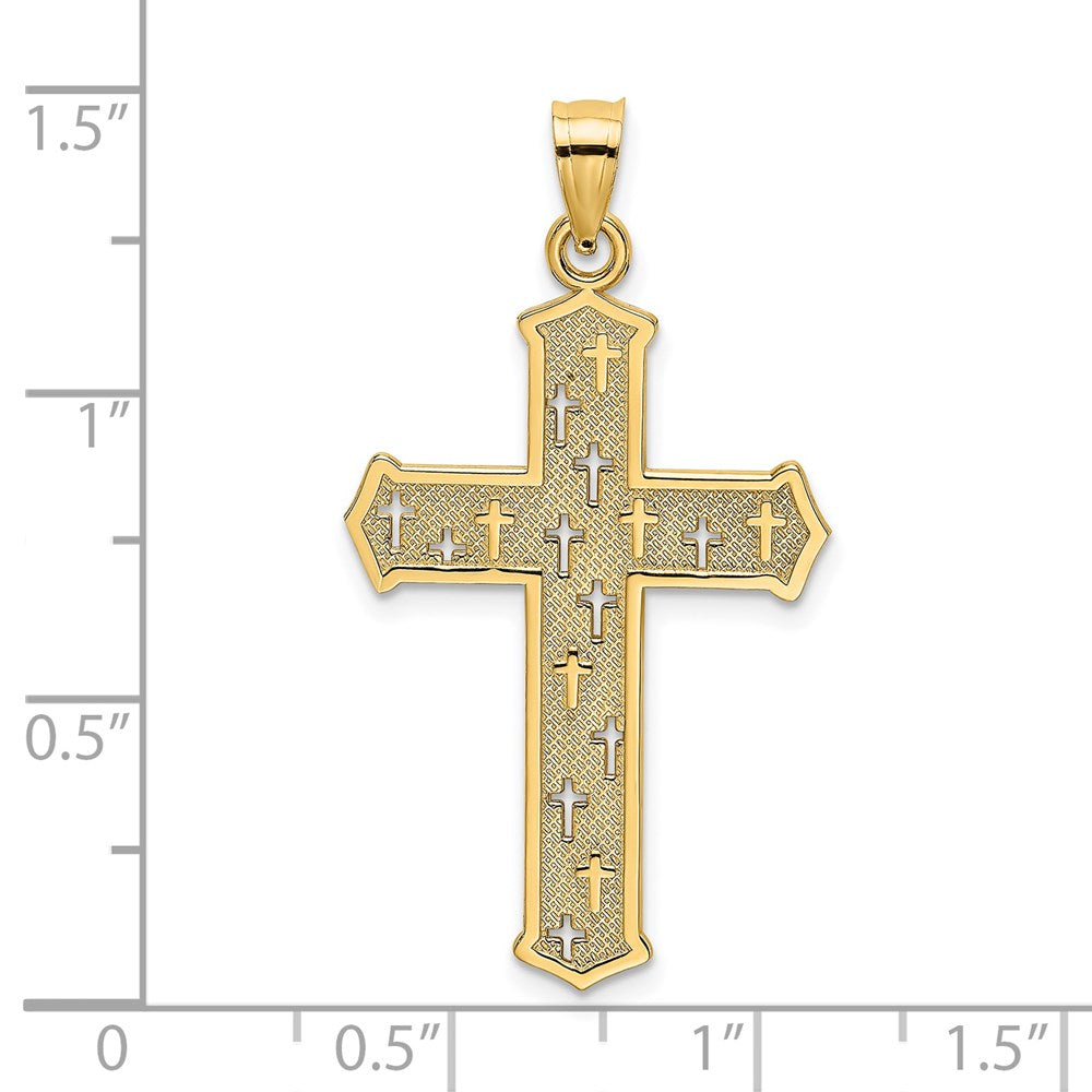 14K Arrow Tip Cross W/ Cross Accents Charm