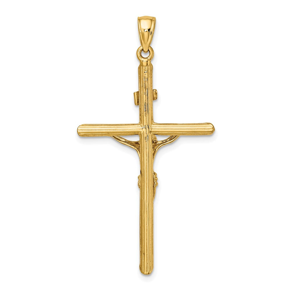 14K Textured Crucifix Charm