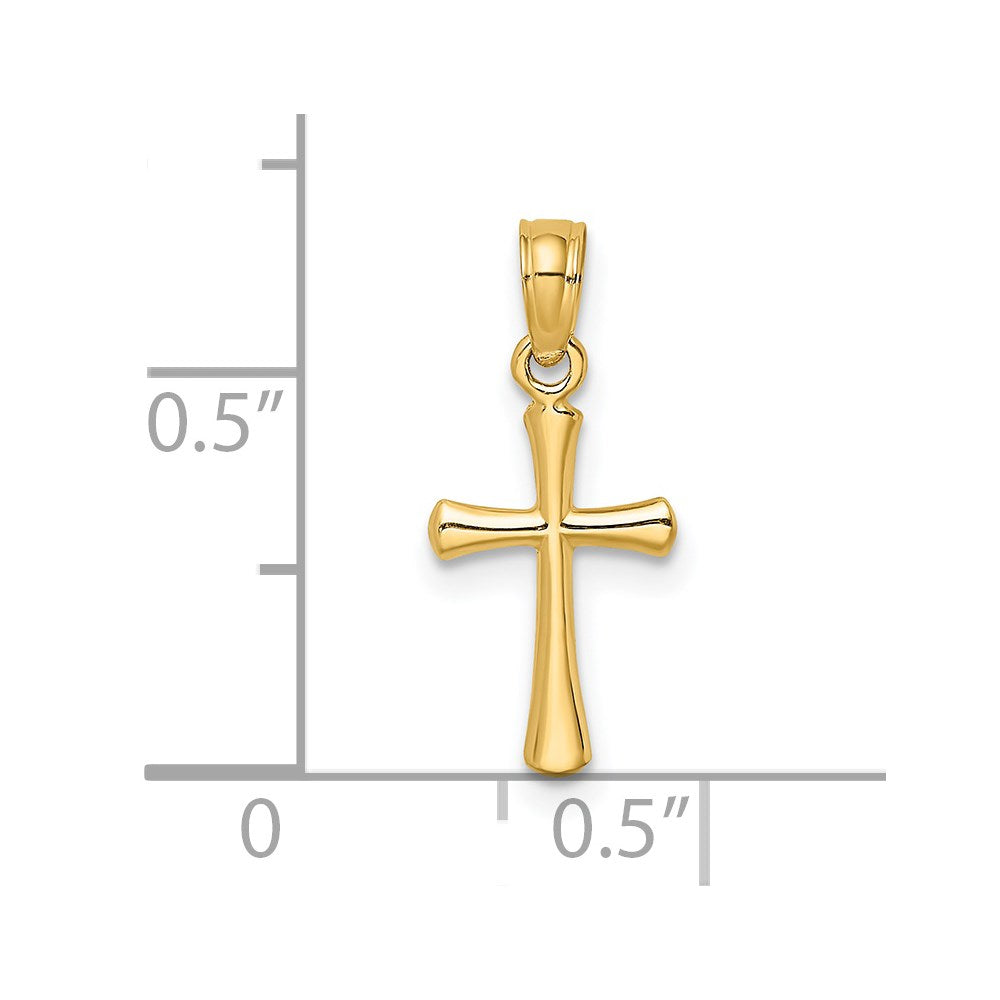 14K Polished Beveled Cross w/ Round tips Charm