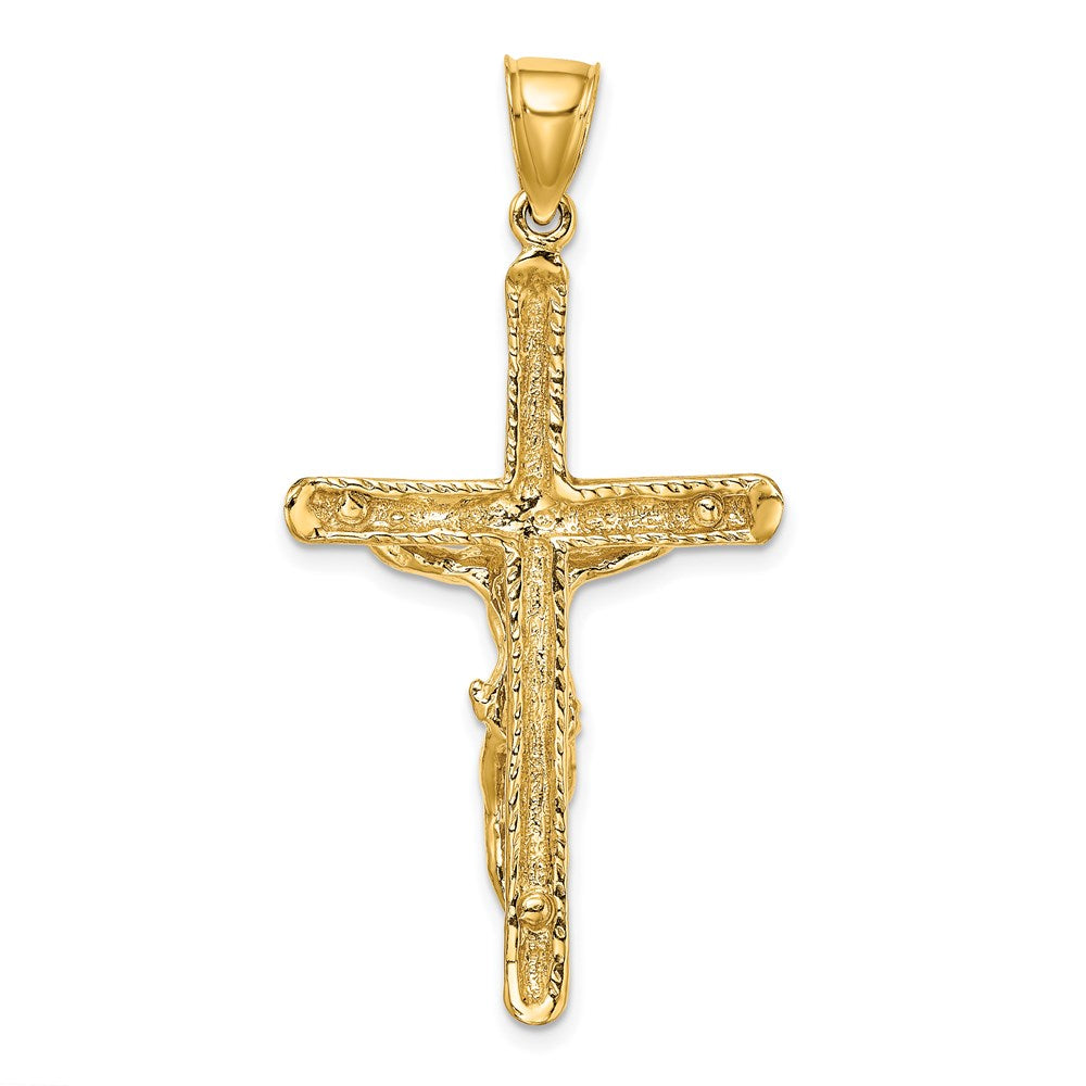 14K Textured Crucifix Charm