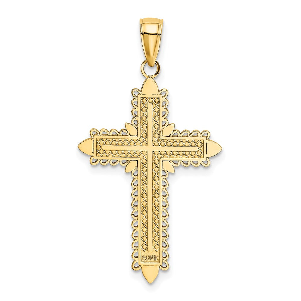 14K w/ Lace Border Cross Charm