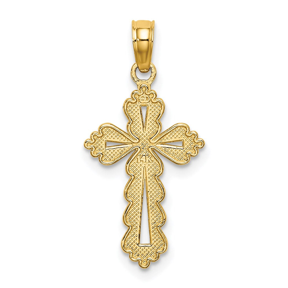 14K Scalloped Cross W/ Cut-Out Center Charm