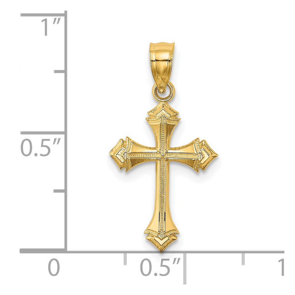 14K Textured w/ Arrow Ends Cross Charm