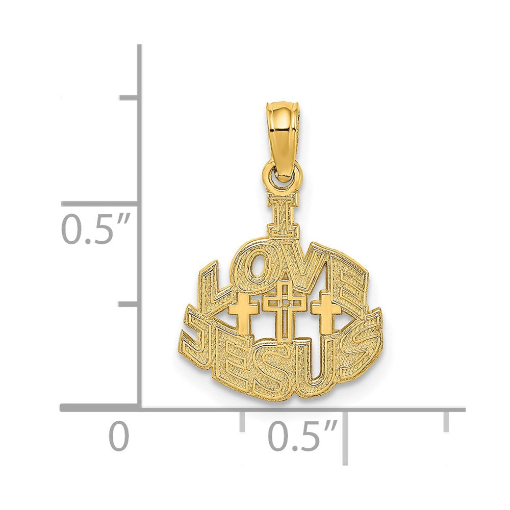 14K I LOVE JESUS Cross Charm