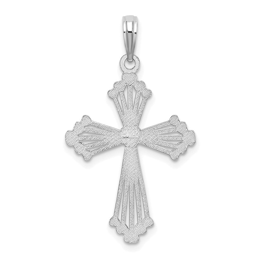 14K White Gold Cross w/ Heart Center Charm