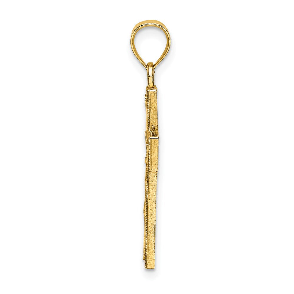 14K Block Cross Charm