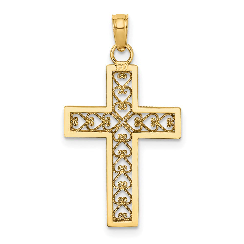 14K Filigree Beaded Outline Cross Charm