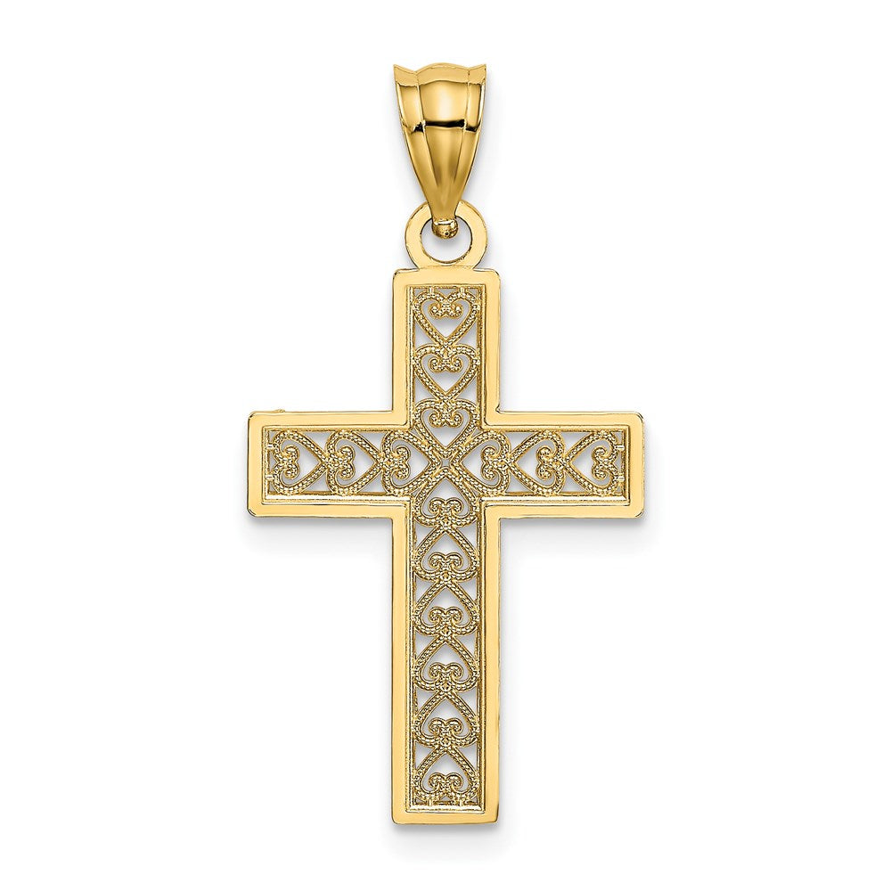 14K D/C Edge and Filigree Center Cross Charm