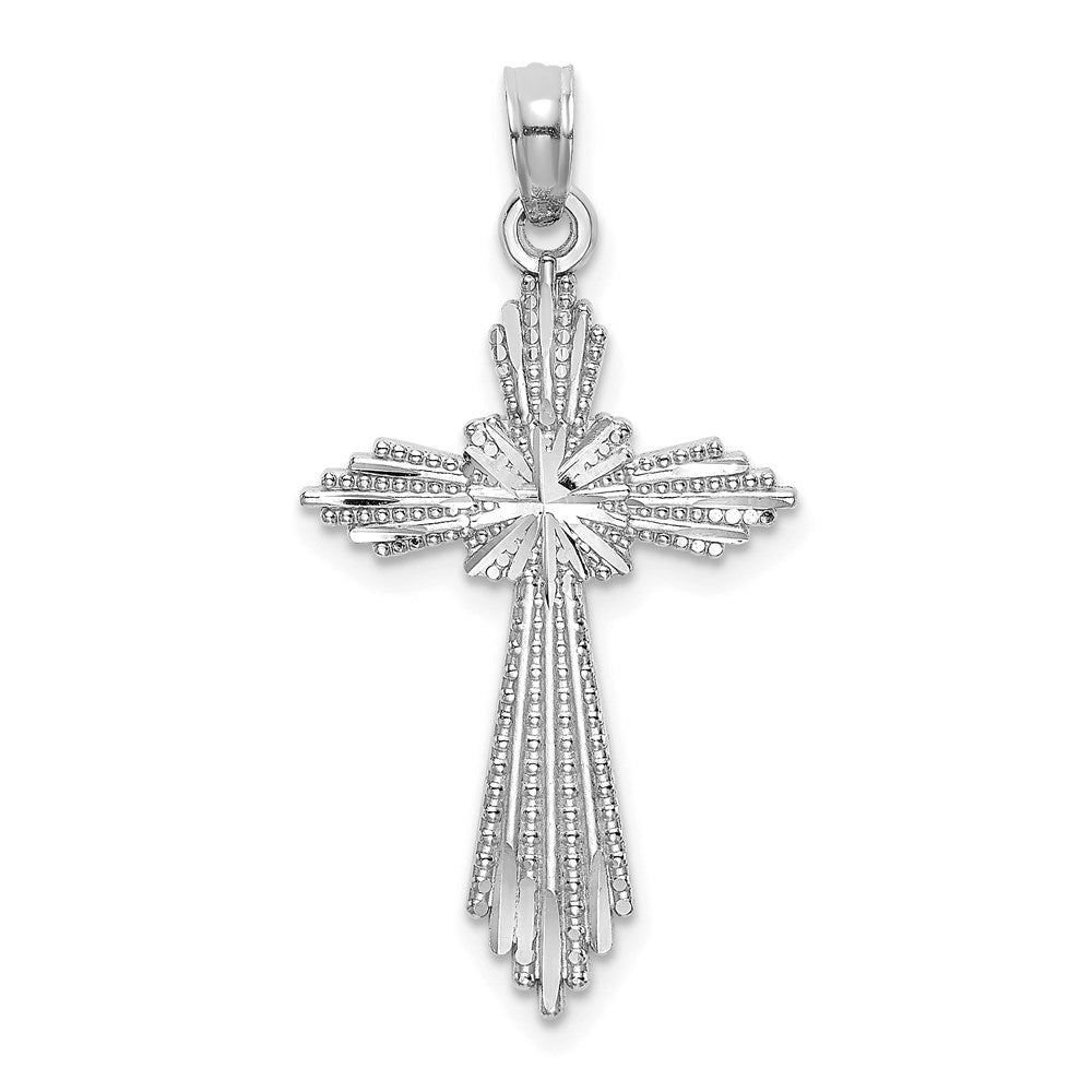 14K White Gold Fancy D/C Cross Charm