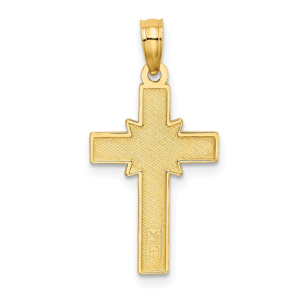 14K D/C Etched Cross Charm