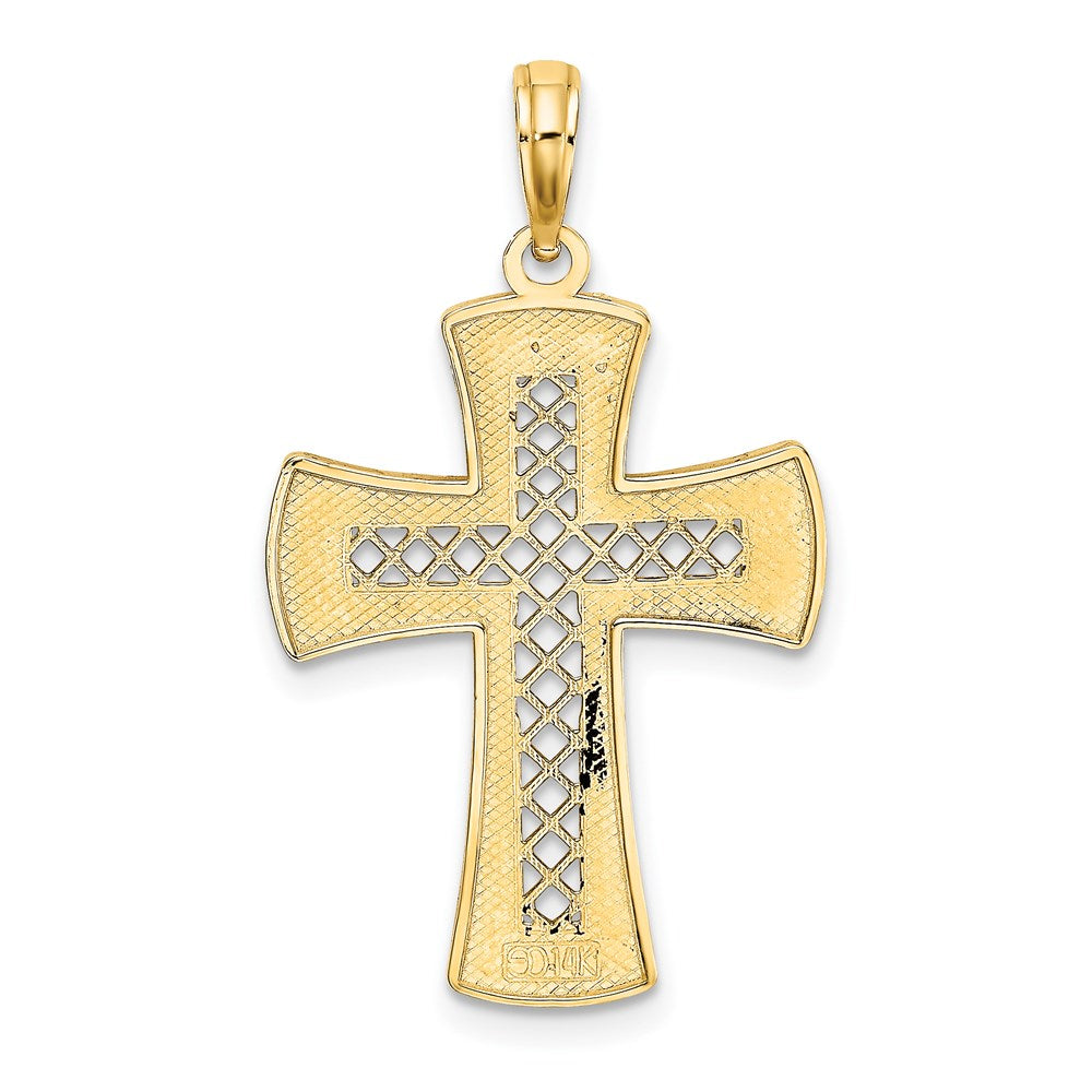 14K D/C  W/Satin Edge Lattice Cross Charm