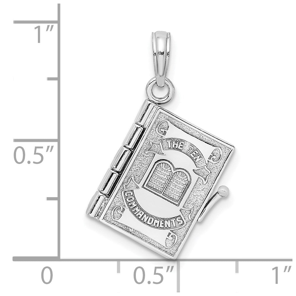 14K White Gold 3-D Moveable Ten Commandments Book Charm