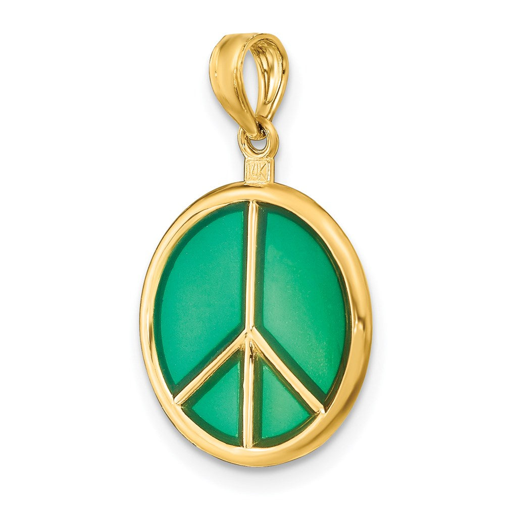 14K 3-D Green Enameled Peace Symbol Charm