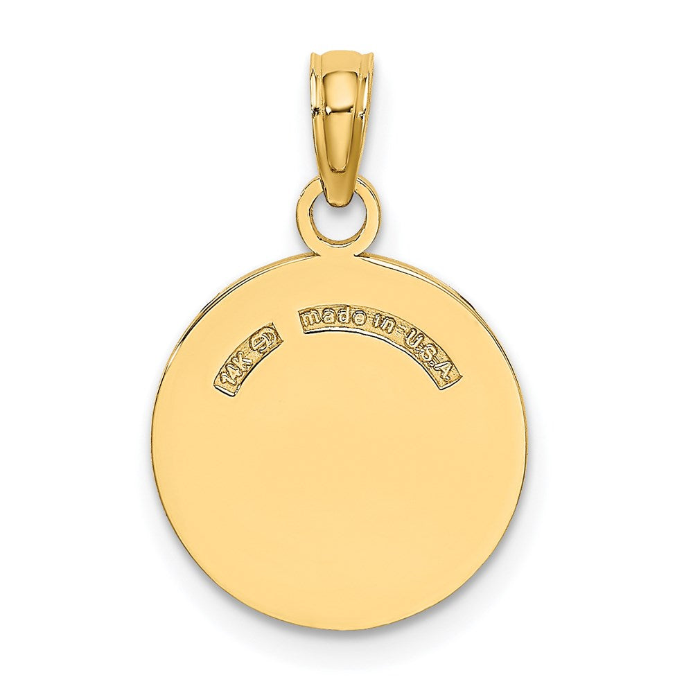 14K Polished and Textured Flat Baseball Charm