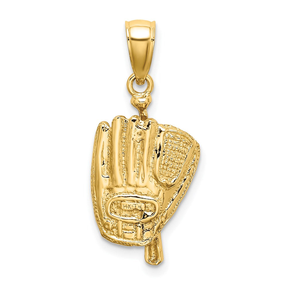 14K 3-D Polished Baseball Glove, Bat and Ball Charm