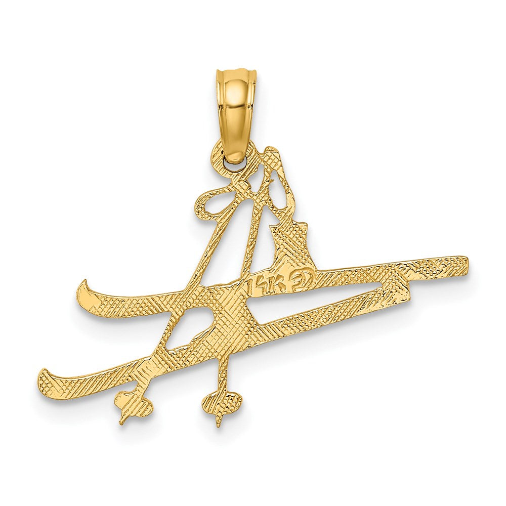 14K Polished Snow Skis, Boot & Pole Charm