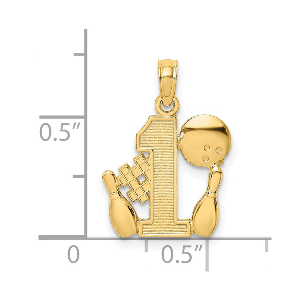 14K #1 Bowling Ball and Two Pins Charm