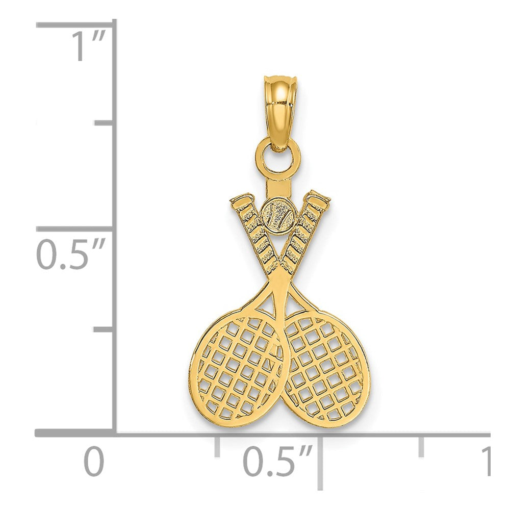 14K Double Tennis Racket w/ Ball Charm