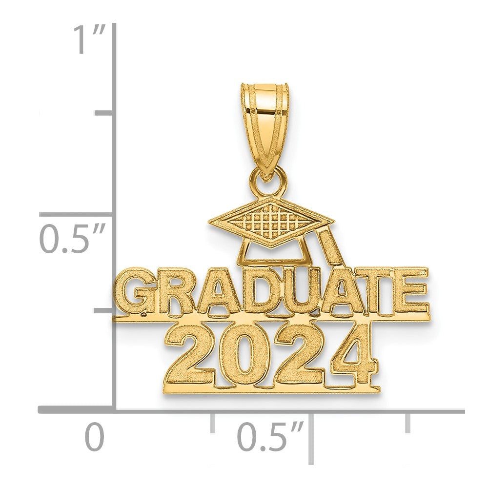 14K Polished GRADUATE 2024 Under Cap Charm