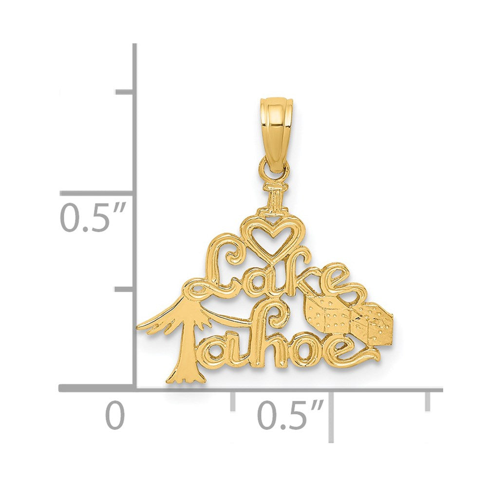 14K Polished I HEART LAKE TAHOE Charm