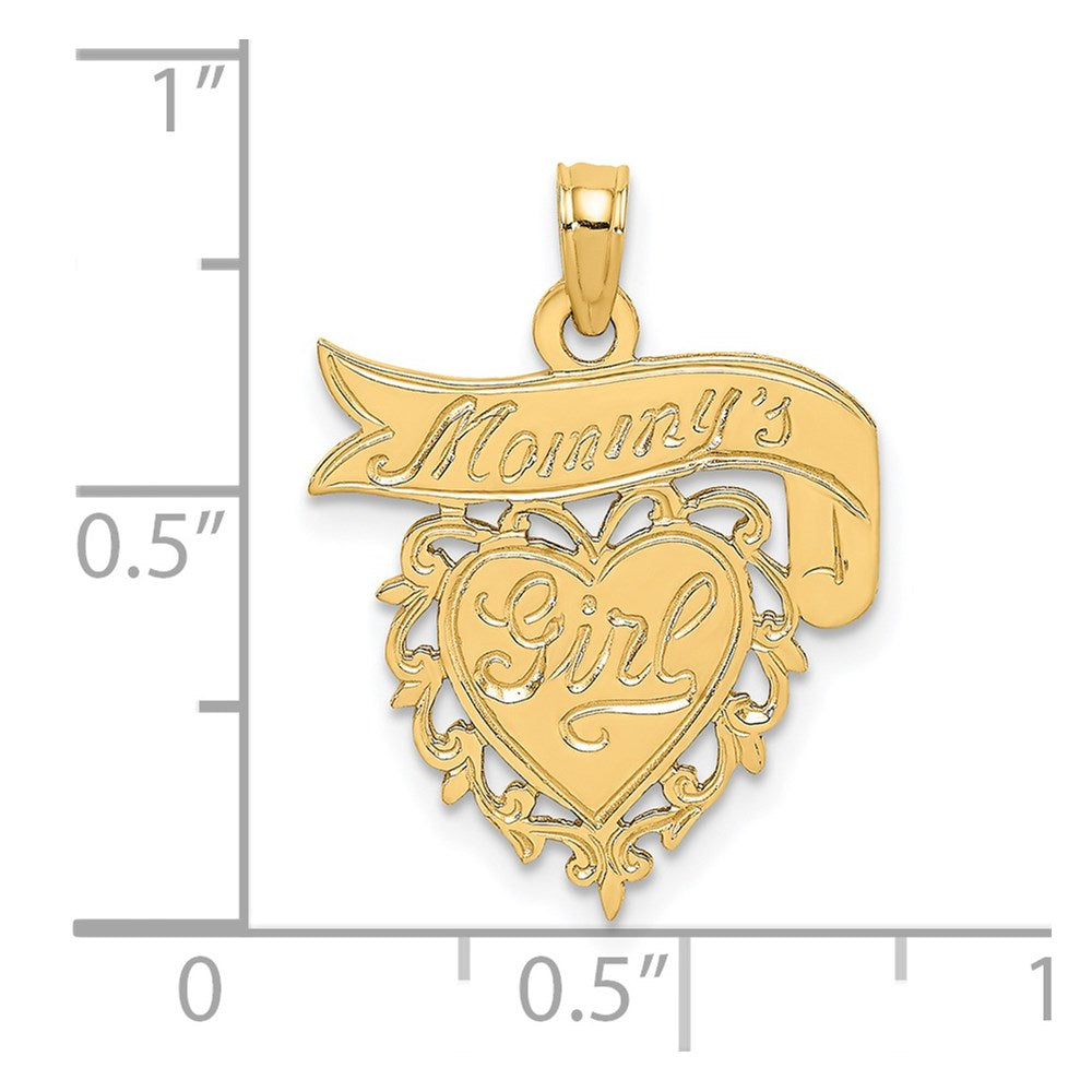 14K MOMMY'S GIRL In Heart w/Banner Charm