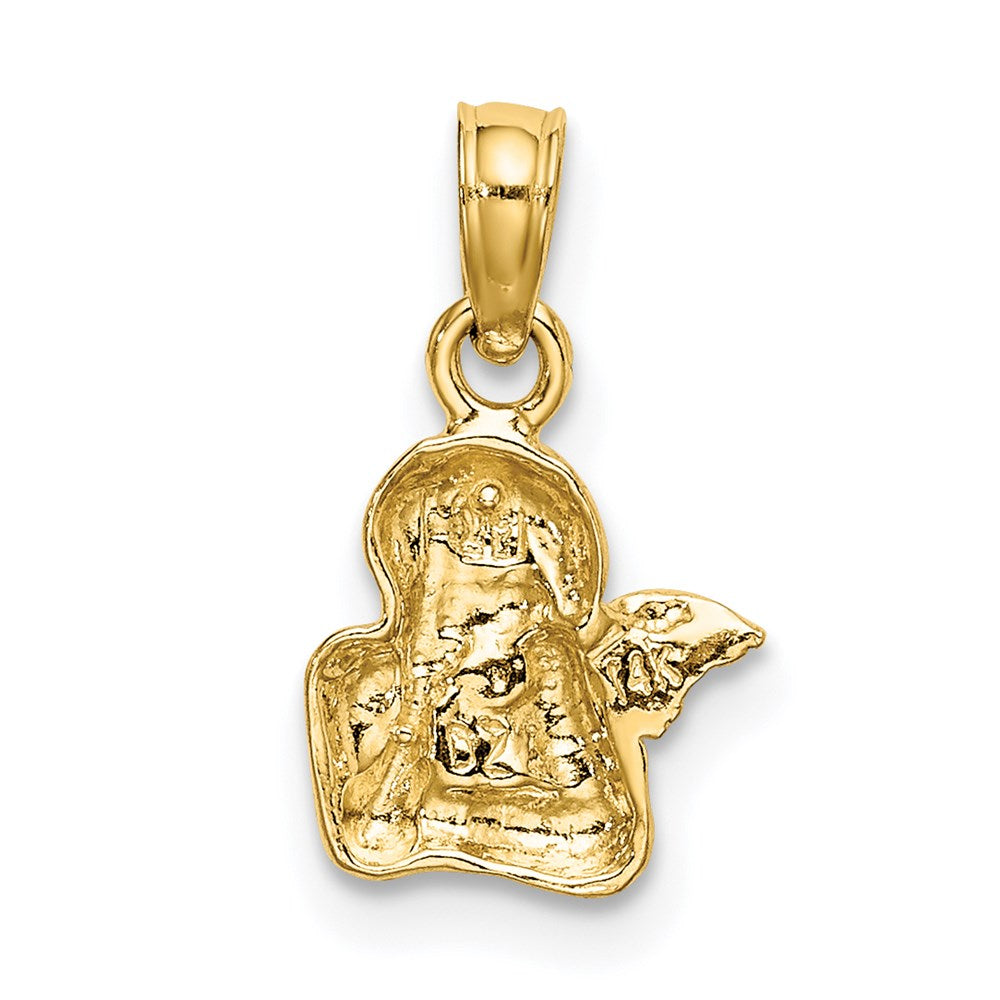 14K Angel Resting On Elbow w/ Rhodium Wing Charm